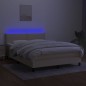 vidaXL Cama box spring colchón y luces LED tela crema 140x200 cm vidaXL Cama box spring colchón y luces LED tela crema 140x200 cm