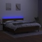 vidaXL Cama box spring colchón luces LED tela marrón oscuro 180x200cm vidaXL Cama box spring colchón luces LED tela marrón oscuro 180x200cm