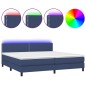 vidaXL Cama box spring colchón y luces LED tela azul 200x200 cm vidaXL Cama box spring colchón y luces LED tela azul 200x200 cm