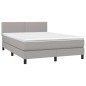 vidaXL Cama box spring colchón y luces LED tela gris claro 140x200 cm vidaXL Cama box spring colchón y luces LED tela gris claro 140x200 cm