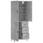 vidaXL Aparador alto madera contrachapada gris hormigón 69,5x34x180 cm