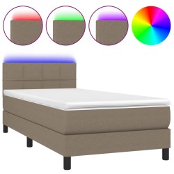 vidaXL Cama box spring colchón y luces LED gris taupe 80x200 cm