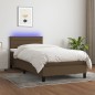 vidaXL Cama box spring colchón y luces LED tela marrón oscuro 90x200cm vidaXL Cama box spring colchón y luces LED tela marrón oscuro 90x200cm