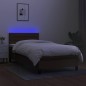 vidaXL Cama box spring colchón y luces LED tela marrón oscuro 90x200cm vidaXL Cama box spring colchón y luces LED tela marrón oscuro 90x200cm