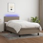 vidaXL Cama box spring colchón y luces LED gris taupe 80x200 cm vidaXL Cama box spring colchón y luces LED gris taupe 80x200 cm