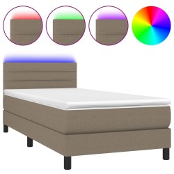 vidaXL Cama box spring colchón y luces LED gris taupe 80x200 cm