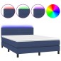 vidaXL Cama box spring colchón y luces LED tela azul 140x200 cm vidaXL Cama box spring colchón y luces LED tela azul 140x200 cm