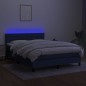 vidaXL Cama box spring colchón y luces LED tela azul 140x200 cm vidaXL Cama box spring colchón y luces LED tela azul 140x200 cm