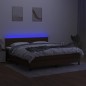 vidaXL Cama box spring colchón luces LED tela marrón oscuro 160x200cm vidaXL Cama box spring colchón luces LED tela marrón oscuro 160x200cm