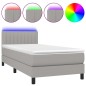 vidaXL Cama box spring colchón y luces LED tela gris claro 80x200 cm vidaXL Cama box spring colchón y luces LED tela gris claro 80x200 cm
