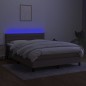 vidaXL Cama box spring colchón y luces LED tela gris taupe 140x200 cm vidaXL Cama box spring colchón y luces LED tela gris taupe 140x200 cm