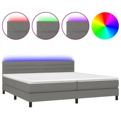 vidaXL Cama box spring colchón y luces LED tela gris claro 200x200 cm
