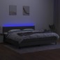 vidaXL Cama box spring colchón y luces LED tela gris claro 200x200 cm vidaXL Cama box spring colchón y luces LED tela gris claro 200x200 cm