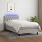vidaXL Cama box spring colchón y luces LED tela gris claro 90x200 cm vidaXL Cama box spring colchón y luces LED tela gris claro 90x200 cm