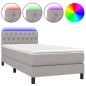 vidaXL Cama box spring colchón y luces LED tela gris claro 90x200 cm vidaXL Cama box spring colchón y luces LED tela gris claro 90x200 cm
