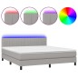 vidaXL Cama box spring colchón y luces LED tela gris claro 180x200 cm vidaXL Cama box spring colchón y luces LED tela gris claro 180x200 cm
