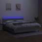 vidaXL Cama box spring colchón y luces LED tela gris claro 180x200 cm vidaXL Cama box spring colchón y luces LED tela gris claro 180x200 cm