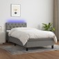 vidaXL Cama box spring colchón y luces LED tela gris oscuro 80x200 cm vidaXL Cama box spring colchón y luces LED tela gris oscuro 80x200 cm