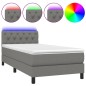vidaXL Cama box spring colchón y luces LED tela gris oscuro 80x200 cm vidaXL Cama box spring colchón y luces LED tela gris oscuro 80x200 cm