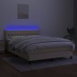 vidaXL Cama box spring colchón y luces LED tela crema 140x200 cm vidaXL Cama box spring colchón y luces LED tela crema 140x200 cm