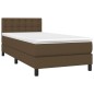 vidaXL Cama box spring colchón luces LED tela marrón oscuro 100x200cm vidaXL Cama box spring colchón luces LED tela marrón oscuro 100x200cm
