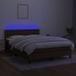 vidaXL Cama box spring colchón luces LED tela marrón oscuro 140x200cm vidaXL Cama box spring colchón luces LED tela marrón oscuro 140x200cm