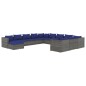 vidaXL Set de muebles de jardín 12 pzas y cojines ratán sintético gris vidaXL Set de muebles de jardín 12 pzas y cojines ratán sintético gris