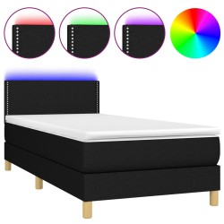vidaXL Cama box spring con colchón LED tela negro 100x200 cm