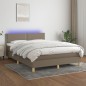 vidaXL Cama box spring con colchón LED tela gris taupe 140x200 cm vidaXL Cama box spring con colchón LED tela gris taupe 140x200 cm