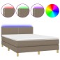 vidaXL Cama box spring con colchón LED tela gris taupe 140x200 cm vidaXL Cama box spring con colchón LED tela gris taupe 140x200 cm