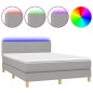 vidaXL Cama box spring colchón y luces LED tela gris claro 140x190 cm vidaXL Cama box spring colchón y luces LED tela gris claro 140x190 cm