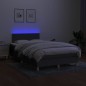 vidaXL Cama box spring con colchón y LED tela gris oscuro 120x200 cm