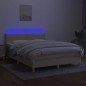 vidaXL Cama box spring colchón y luces LED tela crema 140x190 cm vidaXL Cama box spring colchón y luces LED tela crema 140x190 cm