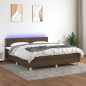 vidaXL Cama box spring con colchón LED tela marrón oscuro 160x200 cm vidaXL Cama box spring con colchón LED tela marrón oscuro 160x200 cm