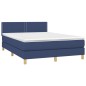 vidaXL Cama box spring con colchón y LED tela azul 140x200 cm vidaXL Cama box spring con colchón y LED tela azul 140x200 cm