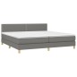 vidaXL Cama box spring con colchón y LED tela gris oscuro 200x200 cm