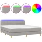 vidaXL Cama box spring con colchón tela y LED gris claro 160x200 cm vidaXL Cama box spring con colchón tela y LED gris claro 160x200 cm