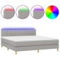 vidaXL Cama box spring con colchón tela y LED gris claro 180x200 cm vidaXL Cama box spring con colchón tela y LED gris claro 180x200 cm