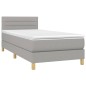 vidaXL Cama box spring colchón y luces LED tela gris claro 90x200 cm