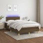 vidaXL Cama box spring con colchón y LED tela marrón oscuro 120x200 cm vidaXL Cama box spring con colchón y LED tela marrón oscuro 120x200 cm