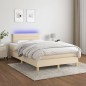 vidaXL Cama box spring con colchón y LED tela crema 120x200 cm vidaXL Cama box spring con colchón y LED tela crema 120x200 cm