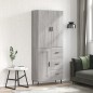 vidaXL Aparador alto madera contrachapada gris sonoma 69,5x34x180 cm vidaXL Aparador alto madera contrachapada gris sonoma 69,5x34x180 cm