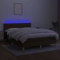 vidaXL Cama box spring con colchón LED tela marrón oscuro 140x200 cm vidaXL Cama box spring con colchón LED tela marrón oscuro 140x200 cm