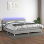 vidaXL Cama box spring con colchón tela y LED gris claro 200x200 cm vidaXL Cama box spring con colchón tela y LED gris claro 200x200 cm