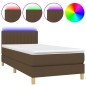 vidaXL Cama box spring con colchón LED tela marrón oscuro 90x190 cm vidaXL Cama box spring con colchón LED tela marrón oscuro 90x190 cm
