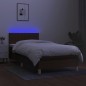 vidaXL Cama box spring con colchón LED tela marrón oscuro 90x190 cm vidaXL Cama box spring con colchón LED tela marrón oscuro 90x190 cm