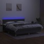 vidaXL Cama box spring con colchón y LED tela gris oscuro 180x200 cm