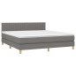 vidaXL Cama box spring con colchón y LED tela gris oscuro 180x200 cm