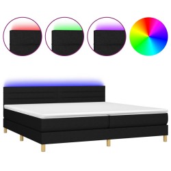 vidaXL Cama box spring con colchón LED tela negro 200x200 cm