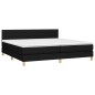 vidaXL Cama box spring con colchón LED tela negro 200x200 cm vidaXL Cama box spring con colchón LED tela negro 200x200 cm